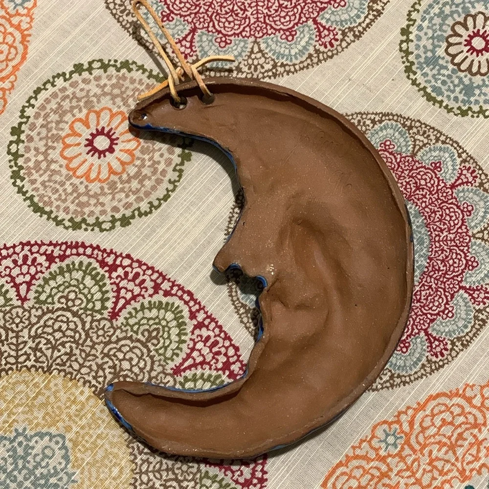 Handmade Pottery Quarter Moon Wall Hanging - Picture 6 of 14